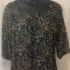 Black & Tan Sheer Long Sleeve Blouse
